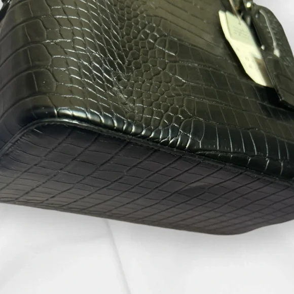 New Day Black Faux Croc Tote Bag Convertible Crossbody - Picture 6 of 14